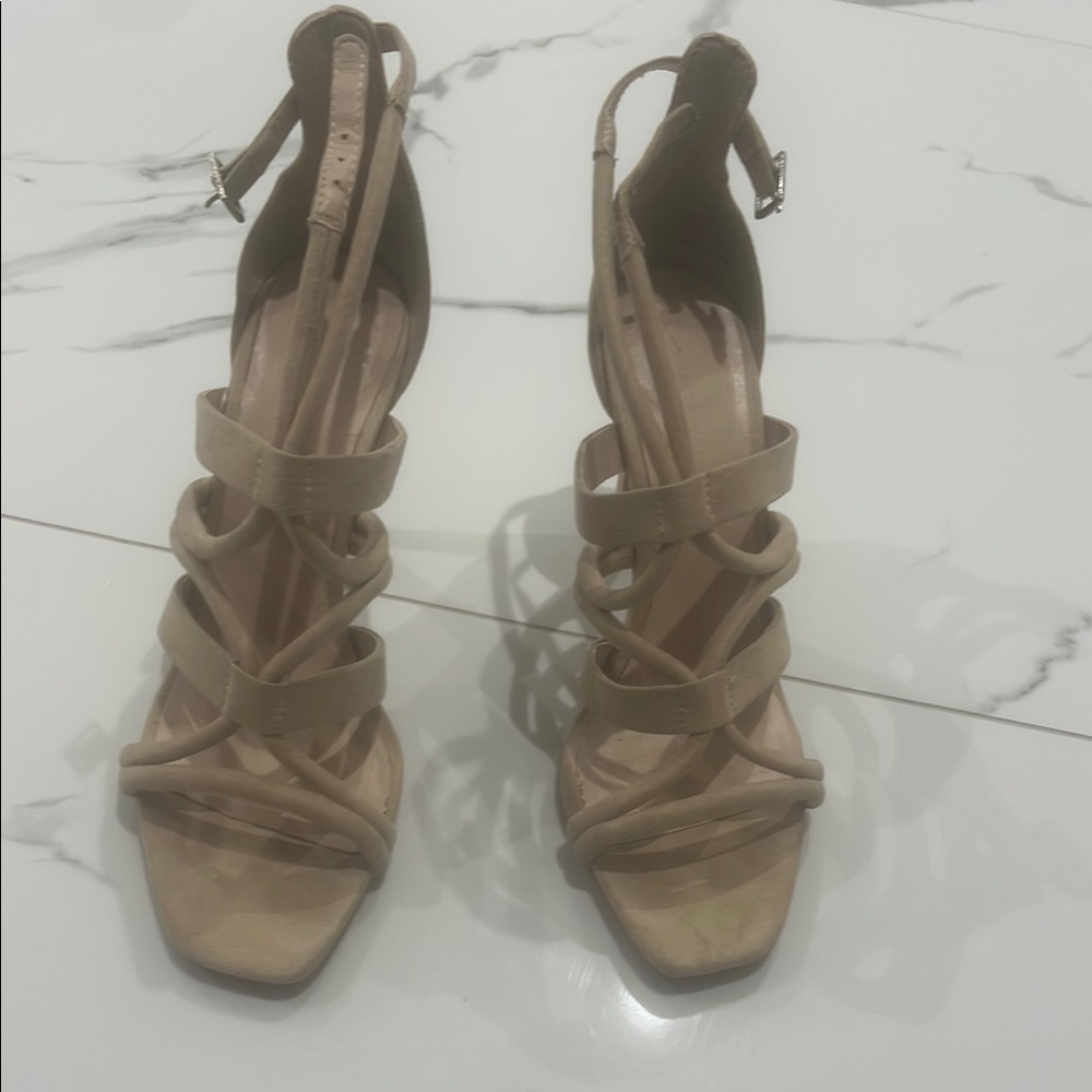 Elegant Beige Strappy Heels